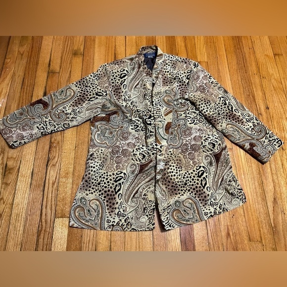 WILLOW RIDGE Women Size 24 Open Front Animal Print Elegant Lightweight Jacket - Picture 1 of 12